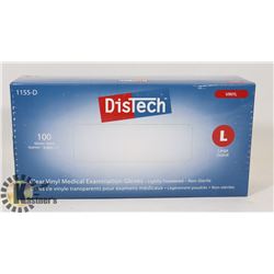 BOX OF DISTECH CLEAR VINYL MEDICAL EXAMINATION