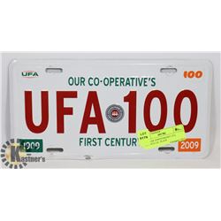 100 YEAR ANNIVERSARY UFA ALBERTA LIC. PLATE