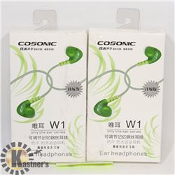 TWO CORDED EARBUD HEADPHONES