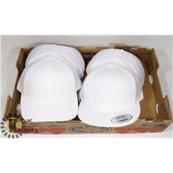 FLAT OF WHITE BASEBALL HATS