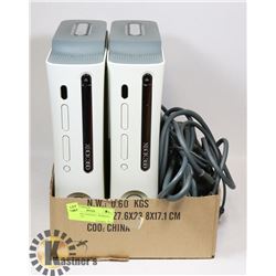 2 XBOX 360 CONSOLES 1 WORKING;  1 FOR PARTS