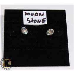 #9-MOONSTONE STUD EARRINGS  -.925 STIRLING SILVER