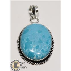 #67-LARIMAR PENDANT -.925 SILVER PLATED