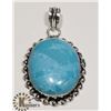 Image 1 : #71-LARIMAR PENDANT    -.925 SILVER PLATED