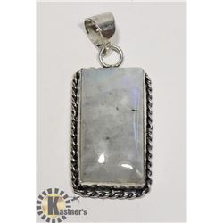 #63-NATURAL MOONSTONE PENDANT -.925 SILVER PLATED
