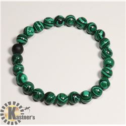 #120-GREEN MALACHITE & MATTE BEAD BRACELET
