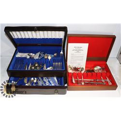 2 CHESTS SILVERWARE VINTAGE 1 SERVICE & 2 SETS IN