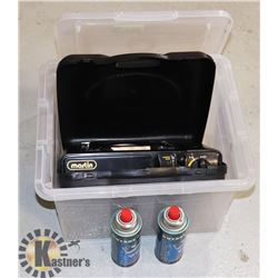 TOTE WITH BUTANE BURNER WITH 2 FULL CANISTERS