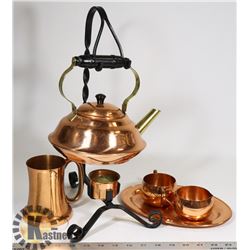 VINTAGE COPPER TEA SERVICE WITH MUG