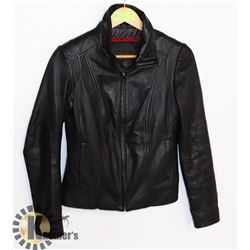 WOMEN'S GENUINE BLACK LEATHER JACKET WITH A