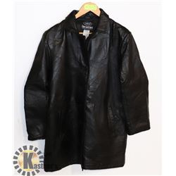 MEN'S GENUINE BLACK LEATHER BUTTON  UP JACKET