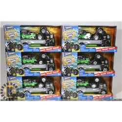 CASE OF 6 HOT WHEELS TRAVEL TREADS MONSTER JAM