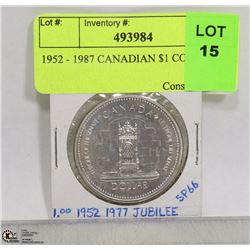 1952 - 1987 CANADIAN $1 COIN
