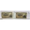 Image 1 : LOT OF 2- SHINPLASTER 25 CENT NOTES