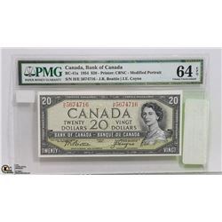 1954 PMG GRADED CHOICE UNC 64 EPQ 20 DOLLAR BILL