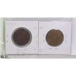 1910 EDWARD CENT & 1882-H VICTORIA CENT