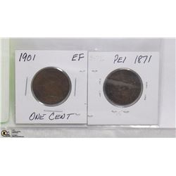 1871 PEI CENT & 1901 VICTORIA CENT