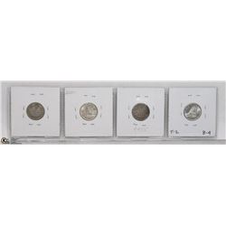 LOT OF 4 1965-1880 H-1962-1934 TEN CENTS