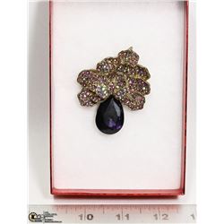 VINTAGE PURPLE BROACH / NECKLACE IN BOX