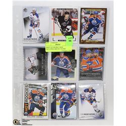 SHEET OF OILERS CARDS INCLUDING GRETZKY, KURRI