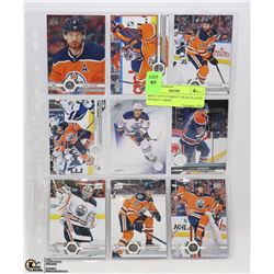 SHEET OF 9 CURRENT OILER PLAYER HOCKEY CARDS