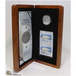 2004 LOONIE & STAMP IN DISPLAY