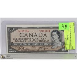 1954 CANADIAN $100 DEVILS FACE BILL