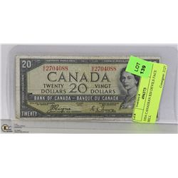 1954 CANADIAN $20 DEVILS FACE BILL
