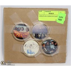 4 BEATLES COINS IN PLASTIC CASES