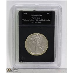 1944 ENCASED WALKING LIBERTY SILVER 1/2 DOLLAR