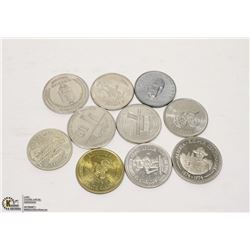 BAG OF 10 COMMEMORATIVE COINS