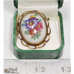 VINTAGE HAND PAINTED LIMOGES BROOCH