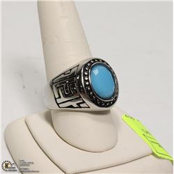NEW MEN'S STAINLESS STEEL RING WITH BLUE