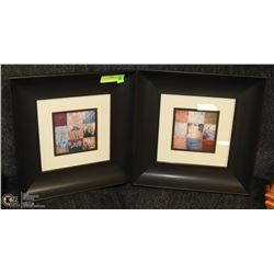 SET OF 2 DARK FRAMED PICTURES 13.5" X 13.5"