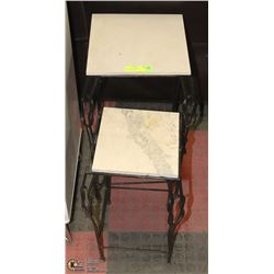 2 PLANTER STANDS WITH DECORATIVE IRON