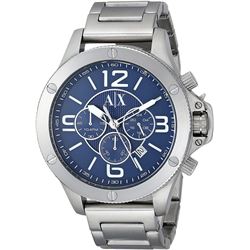 NEW ARMANI EXCHANGE 48MM SILVER TONE MSRP $329