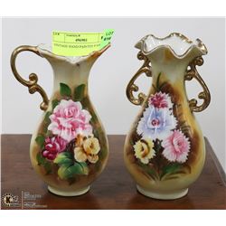 VINTAGE HAND PAINTED VASES  7" TALL