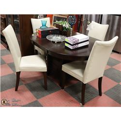 ESPRESSO TABLE WITH 4 HIGHBACK LEATHERETTE CHAIRS