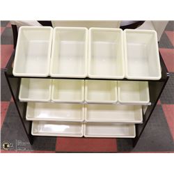WOOD ORGANIZER WITH 12 SORTING TUBS