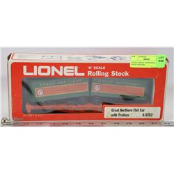 LIONEL GREAT NORTHER FLAT CAR WITH TRAILERS