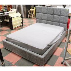 SHOWHOME: QUEEN SIZE GREY FABRIC BEDFRAME, COMES