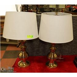 2 BRASS LAMPS WITH SHADES 28" TALL
