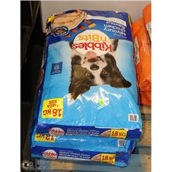 LOT WITH 2 18KG BAGS KIBBLES AND BITS