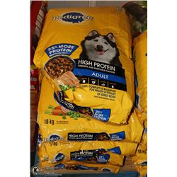 LOT OF 5 18KG BAGS PEDIGREE HIGH PROTIEN