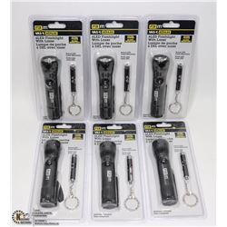CASE OF 6 FIX IT LED FLASHLIGHTS WITH LASER AND