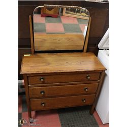 ANTIQUE 3 DRAWER DRESSER WITH MIRROR