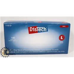 BOX OF DISTECH VINYL MEDICAL EXAMINATION GLOVES