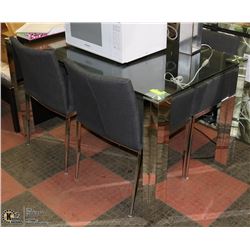 SHOWHOME: METAL & GLASS DINING TABLE WITH 4 CHAIRS