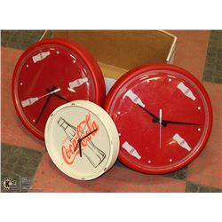 LOT OF 4  COCA -COLA COLLECTIBLES WALL CLOCKS