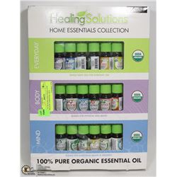 NEW HEALING SOLUTIONS 18 PC ORGANIC ESSENTIAL OILS
